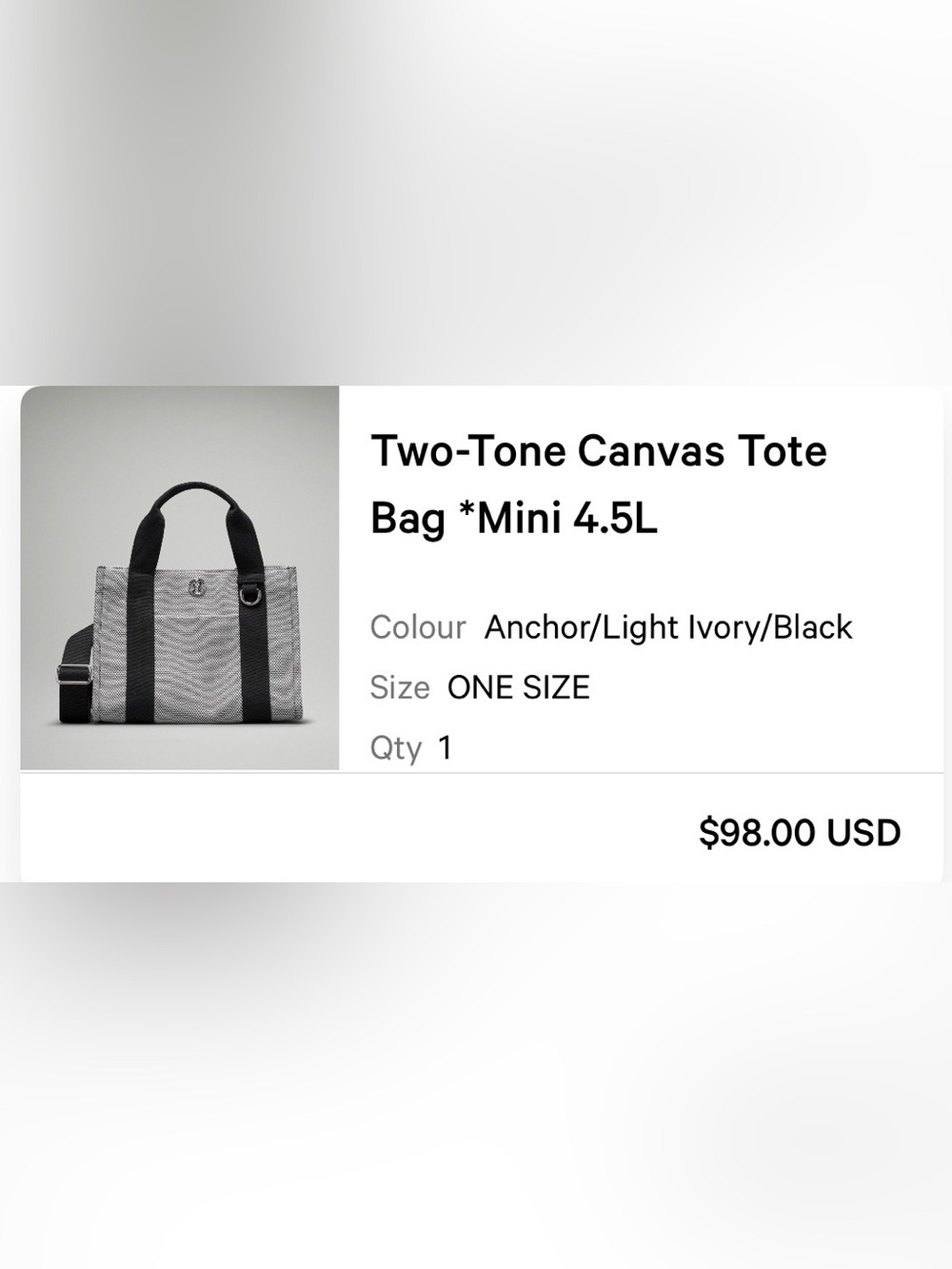 lululemon athletica Two-Tone Canvas Tote Bag in Anchor, Light Ivory & Black